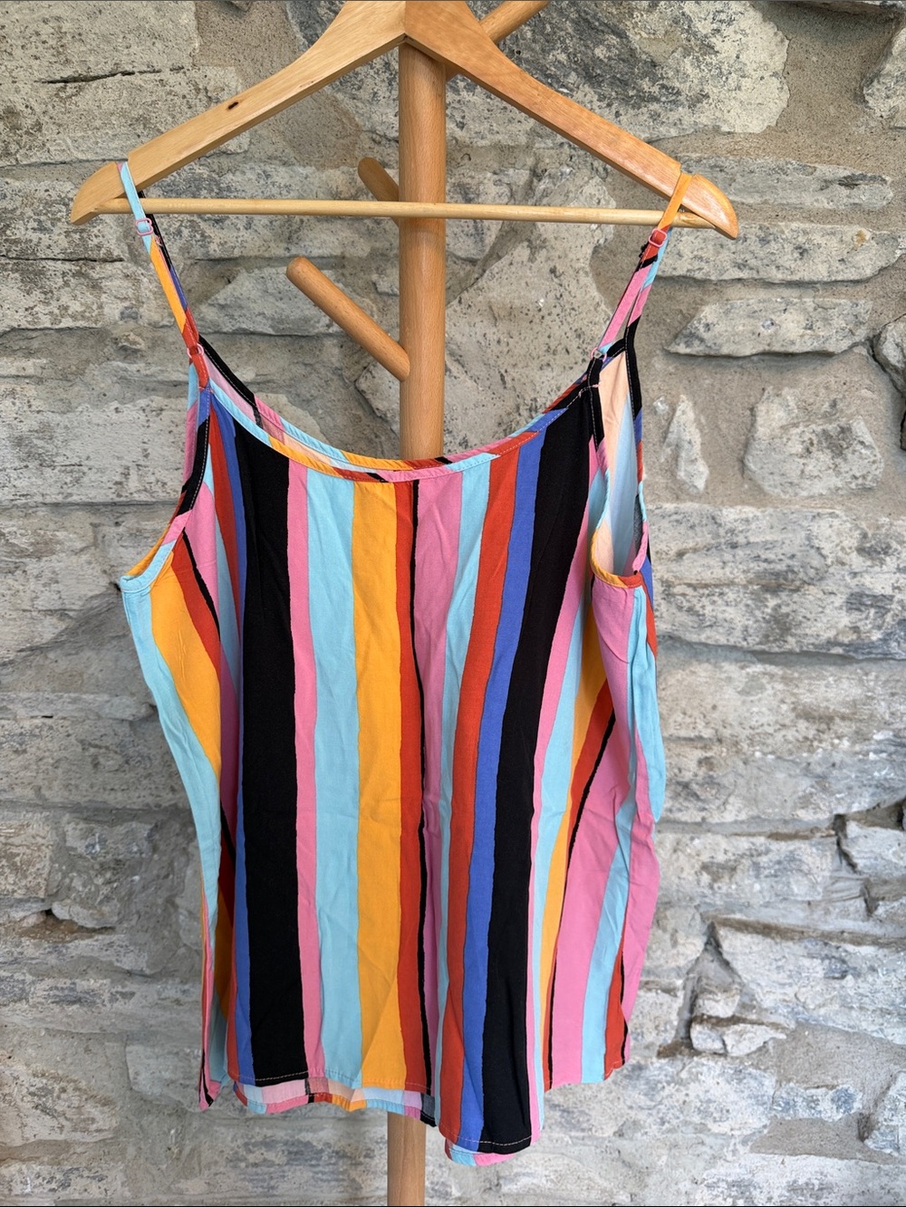 Striped Multicolor Spaghetti Strap Tank Top - Picture 2 of 5